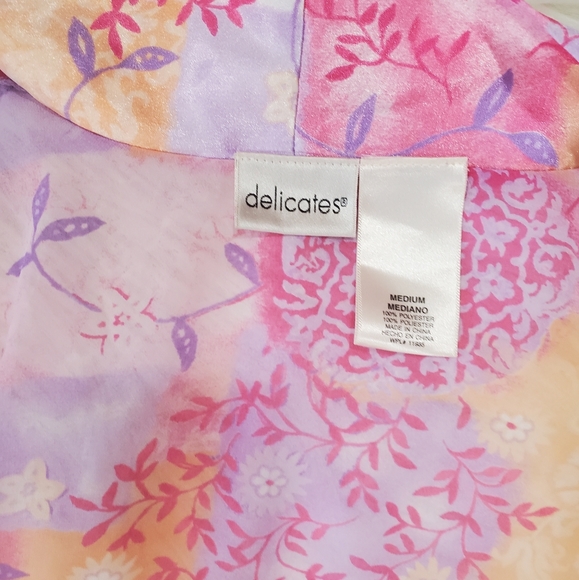 Delicates floral chifon and  satin  kimono tie  robe - Picture 2 of 8